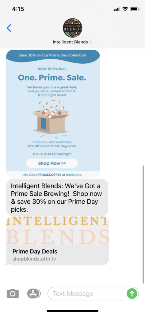 Intelligent Blends Text Message Marketing Example - 10.13.2020