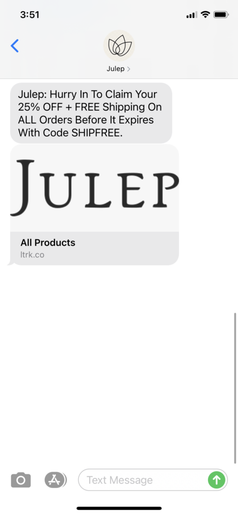 Julep Text Message Marketing Example - 10.01.2020.png