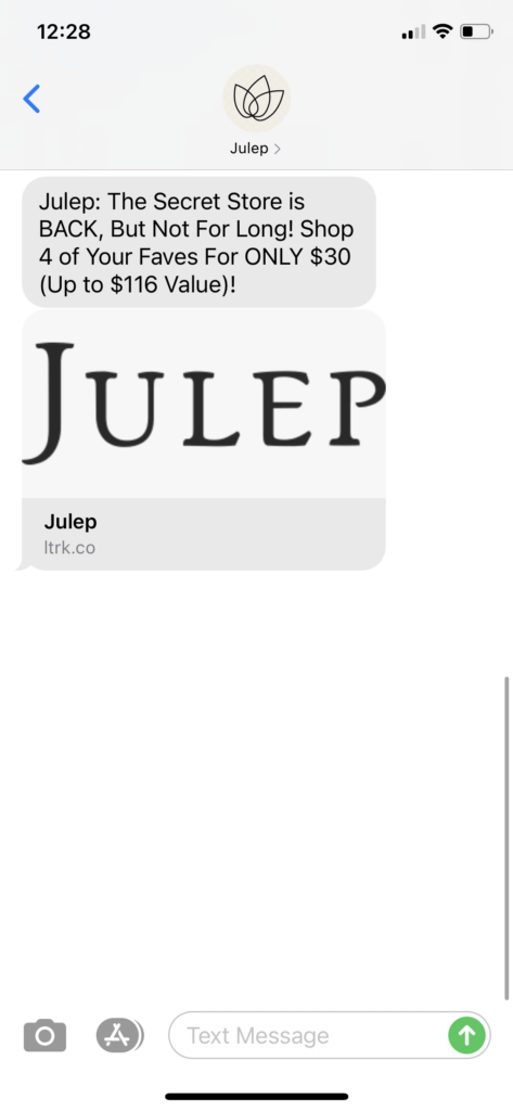 Julep Text Message Marketing Example - 10.02.2020