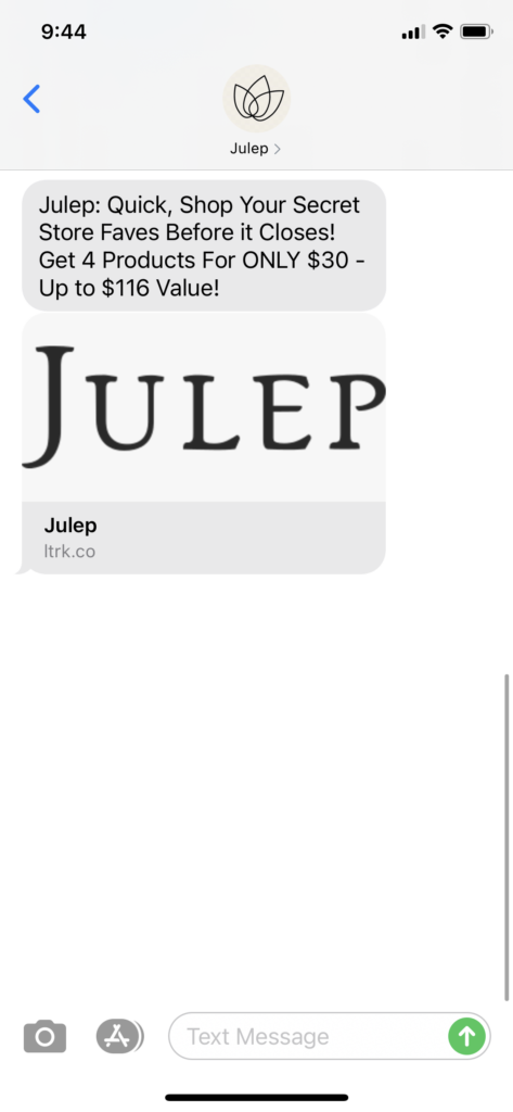 Julep Text Message Marketing Example - 10.05.2020