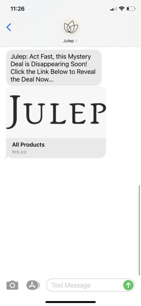 Julep Text Message Marketing Example - 10.09.2020