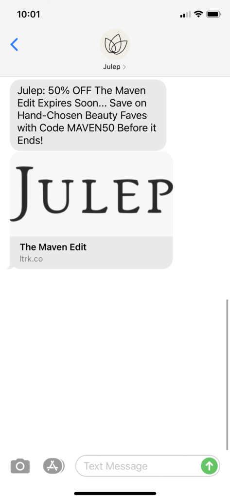 Julep Text Message Marketing Example - 10.19.2020