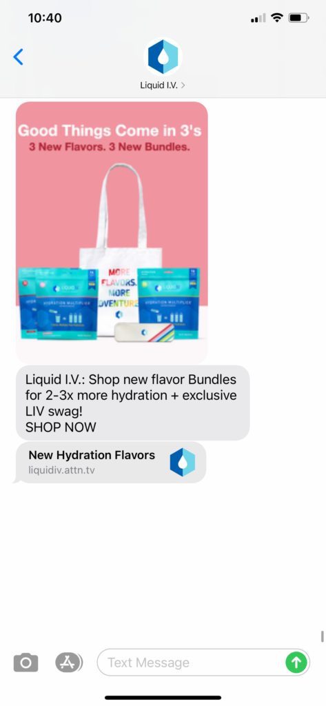 Liquid IV Text Message Marketing Example - 09.20.2020