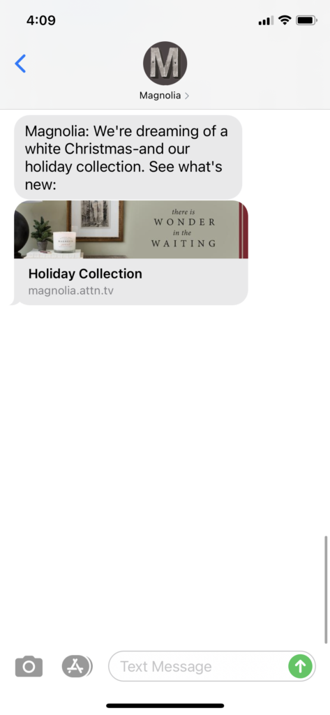 Magnolia Text Message Marketing Example - 10.13.2020