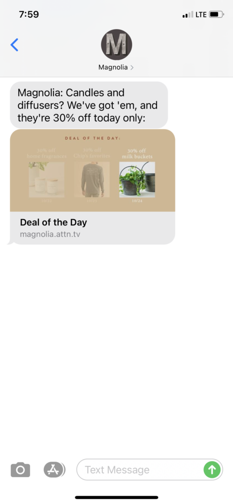 Magnolia Text Message Marketing Example - 10.22.2020