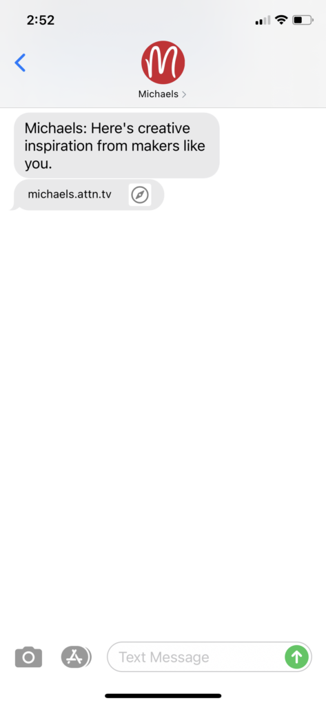 Michaels Text Message Marketing Example - 10.11.2020
