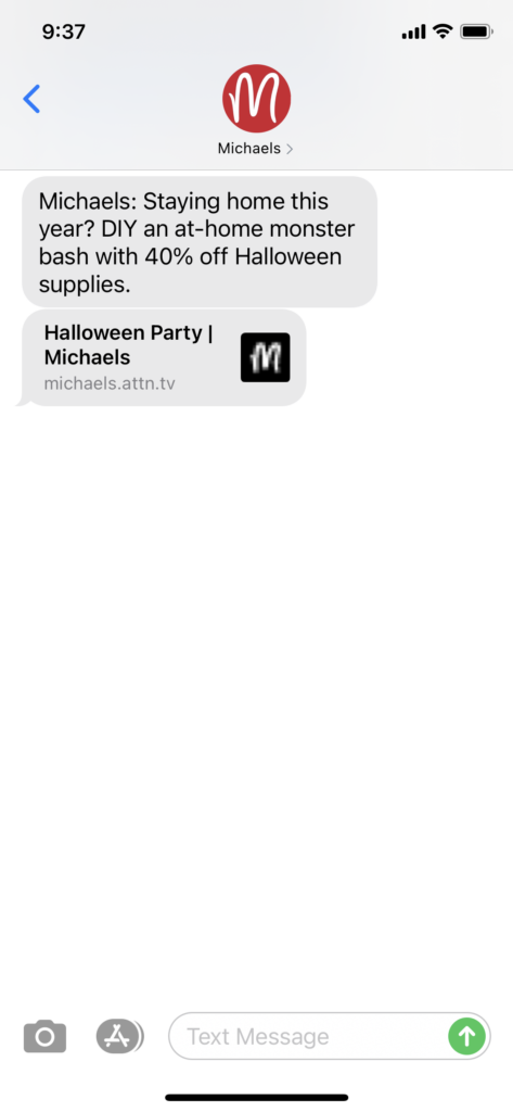 Michaels Text Message Marketing Example2 - 10.20.2020