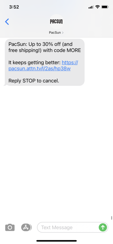 Pacsun Text Message Marketing Example - 10.01.2020.png