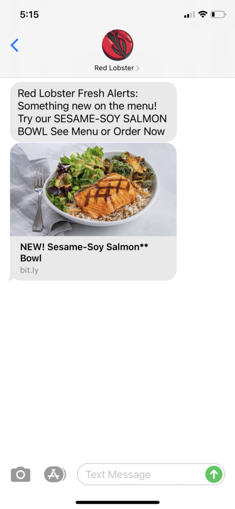 Red Lobster Text Message Marketing Example - 10.23.2020