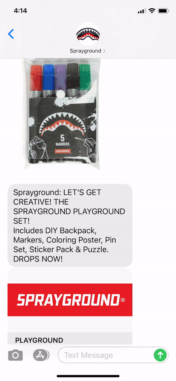 Sprayground Cynthia Rowley Text Message Marketing Example - 09.29.2020