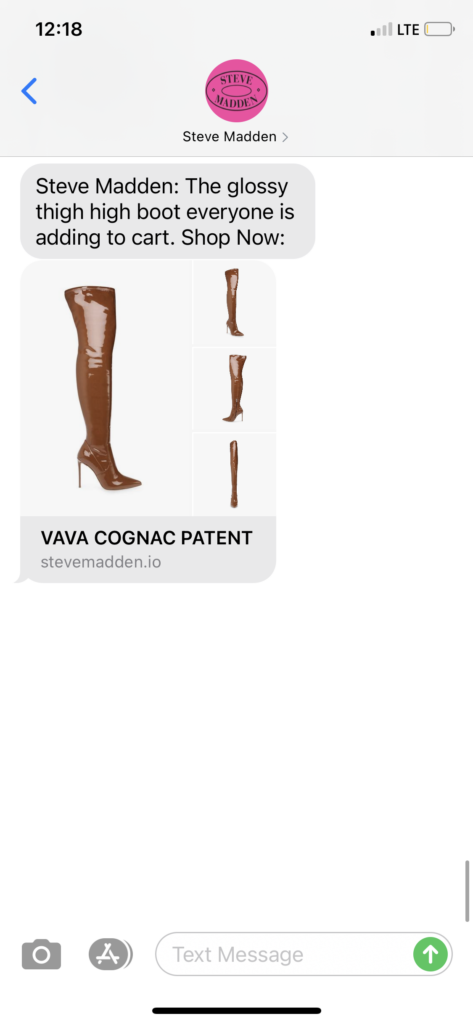 Steve Madden Text Message Marketing Example - 10.18.2020