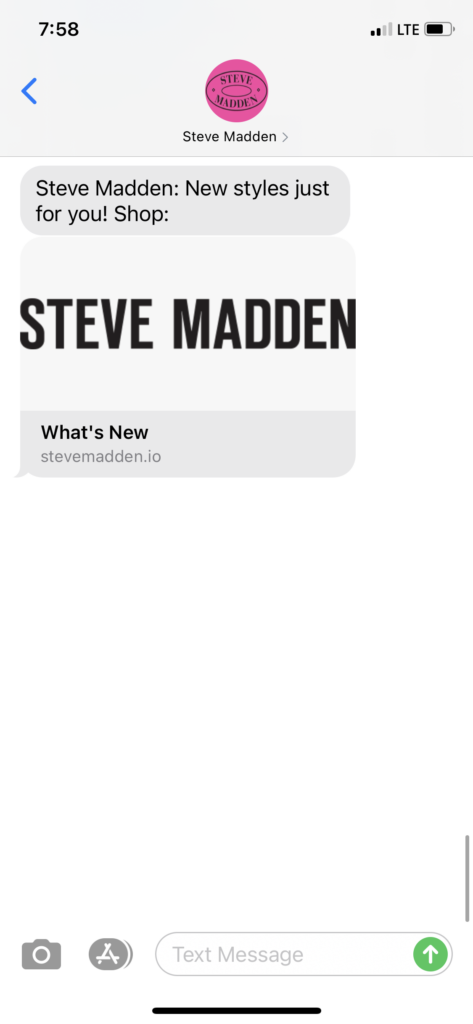 Steve Madden Text Message Marketing Example - 10.22.2020