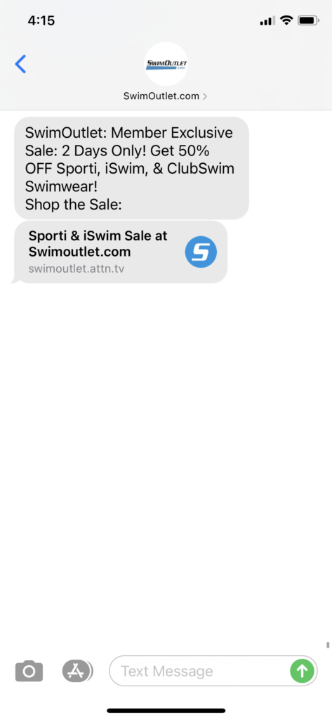SwimOutlet.com Text Message Marketing Example - 10.13.2020