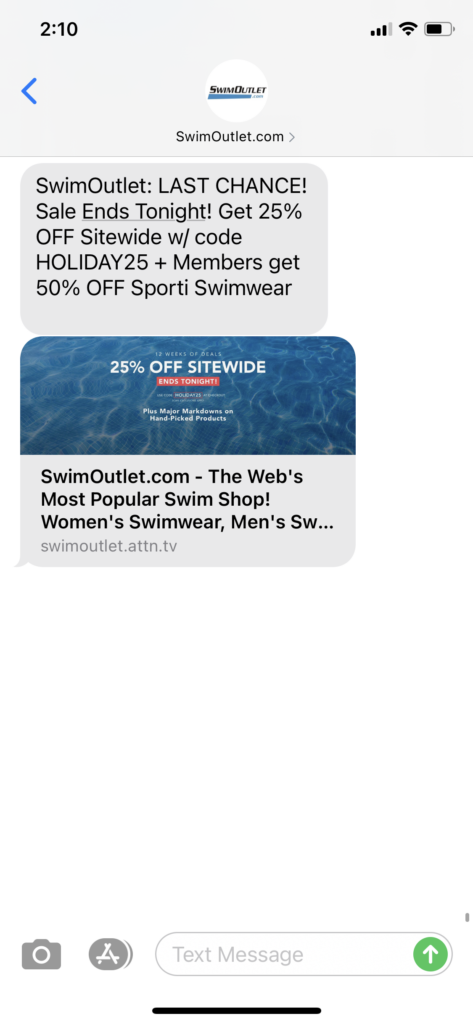 SwimOutlet.com Text Message Marketing Example - 10.14.2020