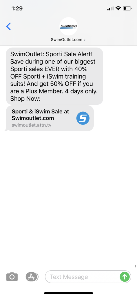 SwimOutlet.com Text Message Marketing Example - 9.11.2020
