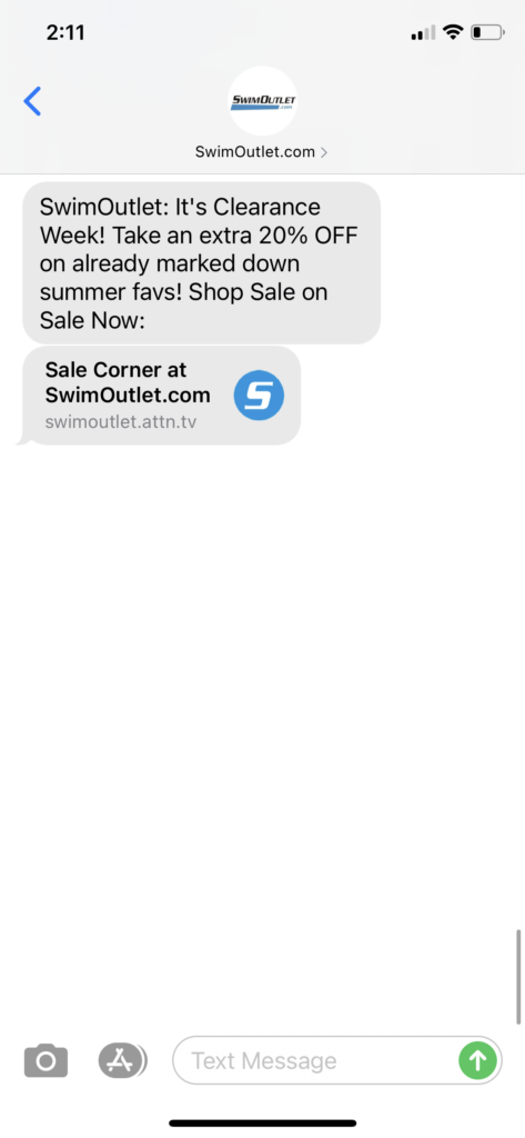 Swimoutlet.comText Message Marketing Example - 8.17.2020
