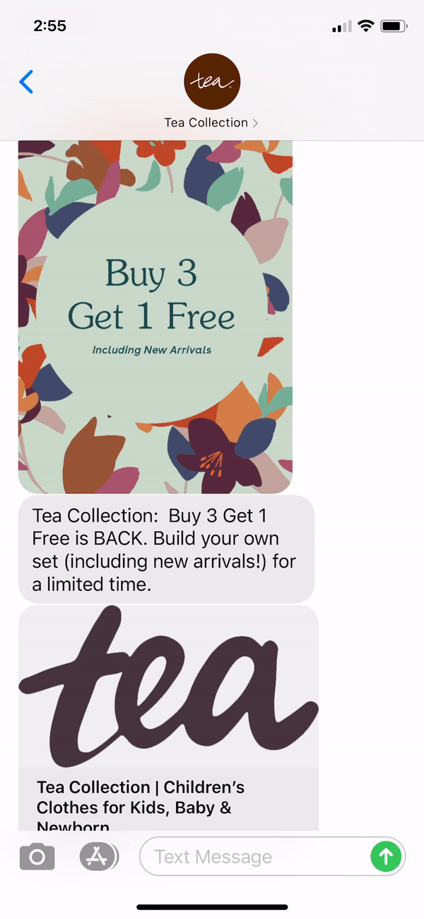 Tea Collection Text Message Marketing Example - 09.17.2020