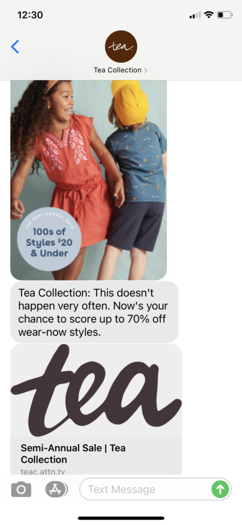 Tea Collection Text Message Marketing Example - 10.02.2020