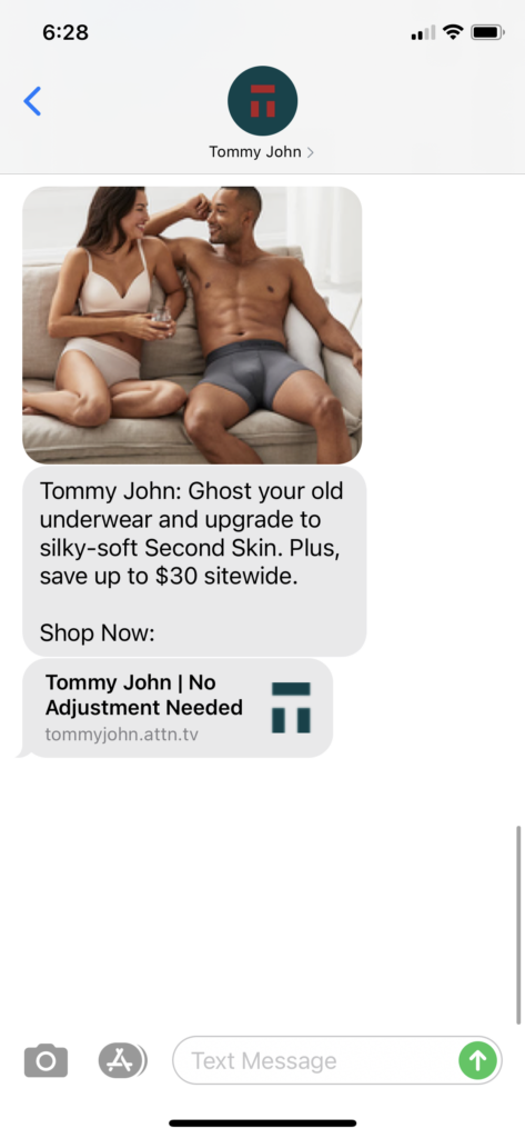 Tommy John Text Message Marketing Example - 10.18.2020