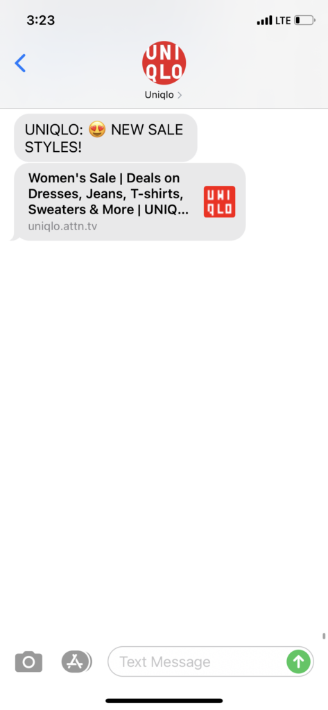 UNIQLO Text Message Marketing Example - 09.30.2020.png