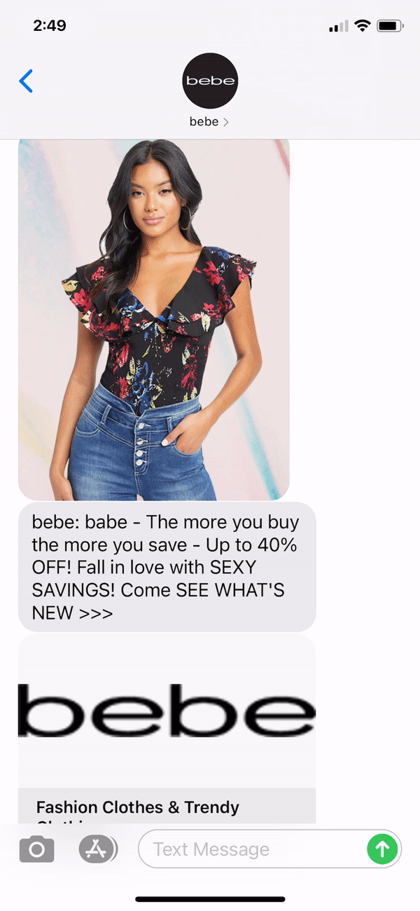 bebe Text Message Marketing Example - 09.17.2020.gif