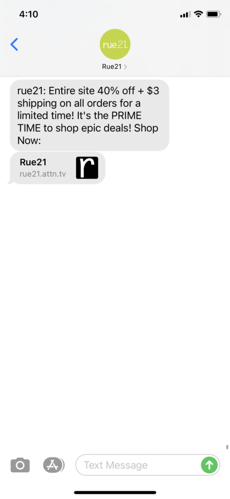 rue21 Text Message Marketing Example2 - 10.13.2020