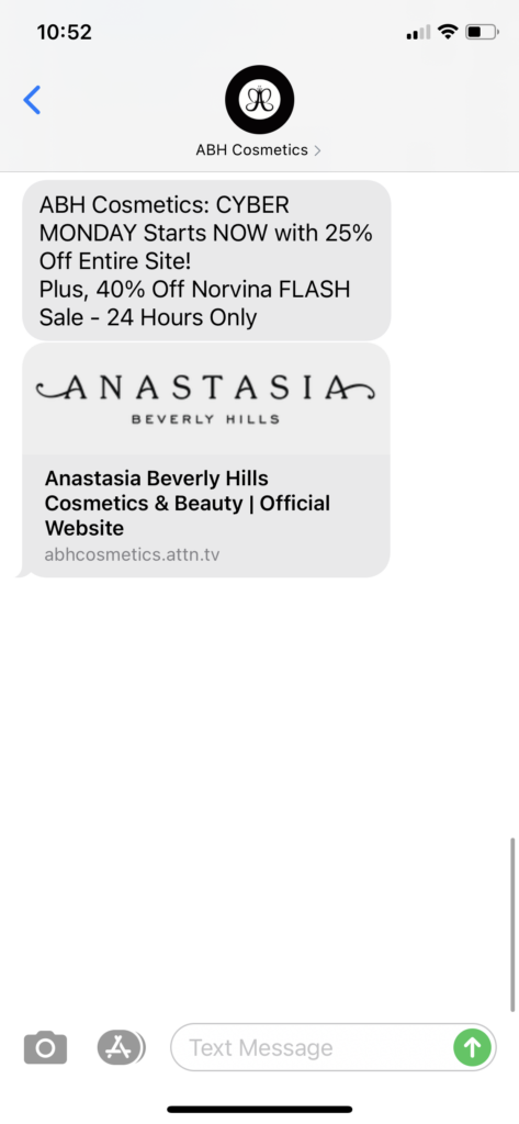 ABH Cosmetics Text Message Marketing Example - 11.30.2020.PNG