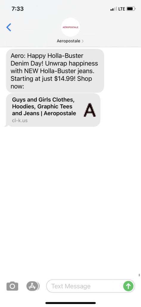 Aeropostale Text Message Marketing Example - 11.19.2020.PNG