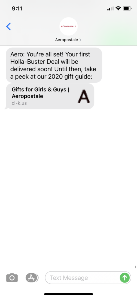 Aeropostale Text Message Marketing Example2 - 11.16.2020.PNG