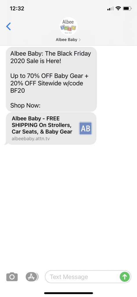 Albee Baby Text Message Marketing Example - 11.27.2020.PNG