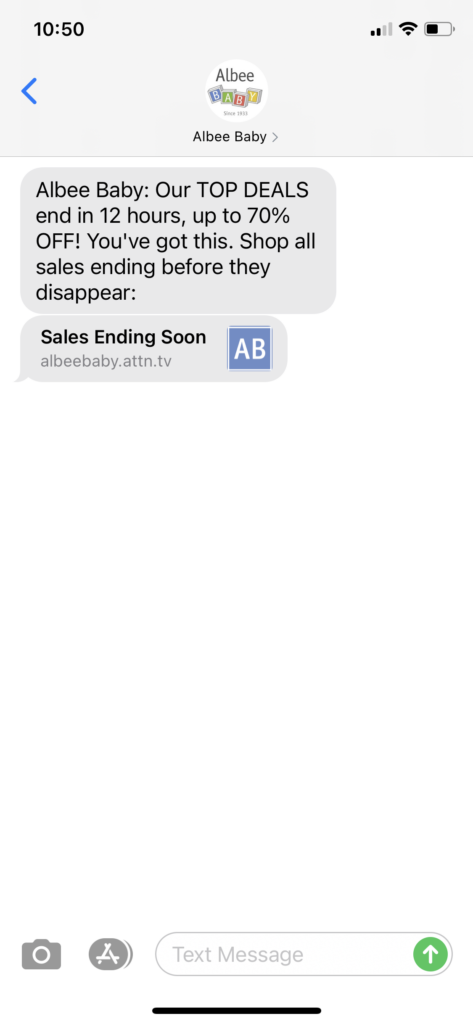 Albee Baby Text Message Marketing Example - 11.30.2020.PNG
