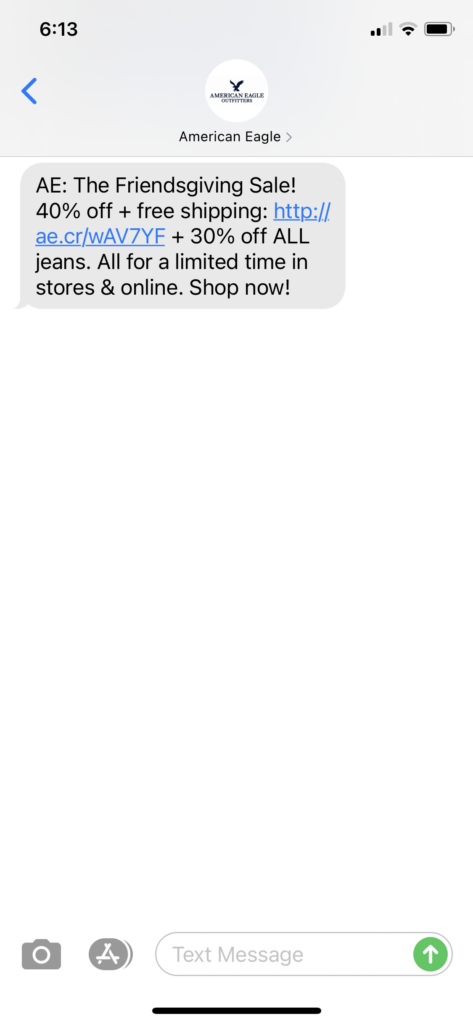 American Eagle Text Message Marketing Example - 11.20.2020.PNG
