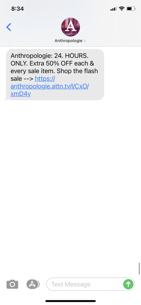 Anthropologie Text Message Marketing Example - 11.30.2020.PNG