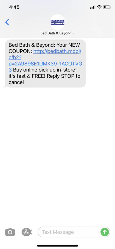 Bed Bath and Beyond Text Message Marketing Example - 11.24.2020.PNG