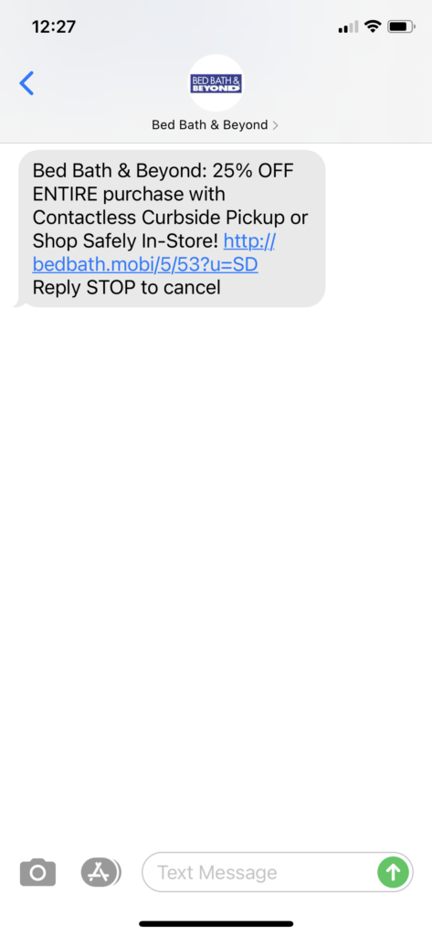 Bed Bath and Beyond Text Message Marketing Example - 11.27.2020.PNG