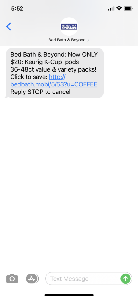 Bed Bath & beyond Text Message Marketing Example - 11.21.2020.PNG