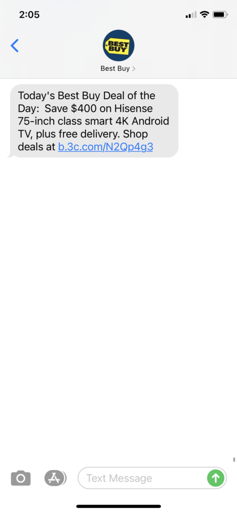 Best Buy Text Message Marketing Example - 11.07.2020