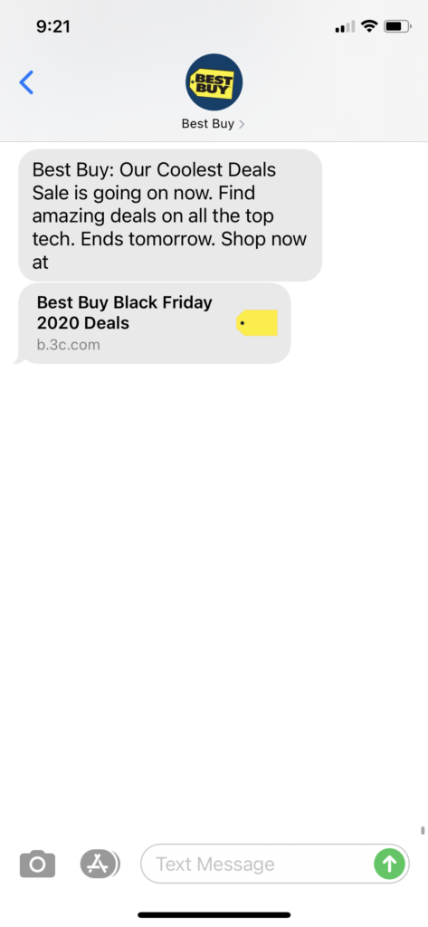 Best Buy Text Message Marketing Example2 - 11.14.2020