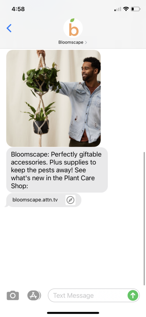 Bloomscape Text Message Marketing Example - 11.24.2020.PNG