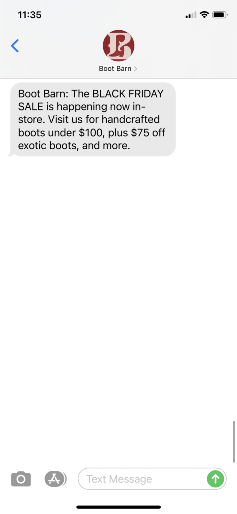 Boot Barn Text Message Marketing Example - 11.27.2020.PNG