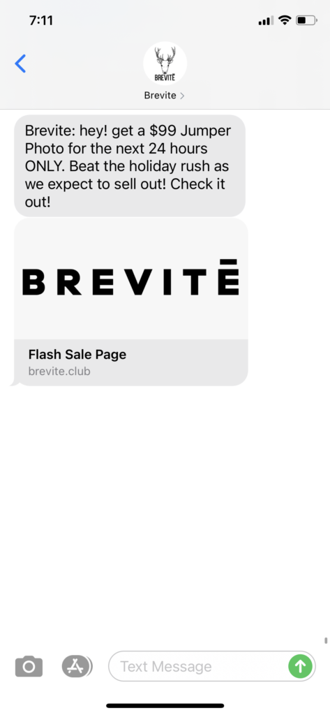Brevite Text Message Marketing Example - 10.30.2020