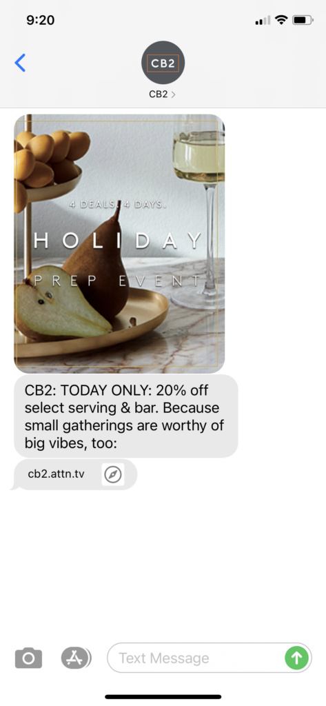 CB2 Text Message Marketing Example - 11.14.2020.PNG