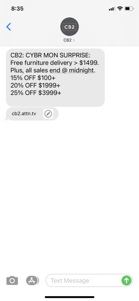 CB2 Text Message Marketing Example - 11.30.2020.PNG