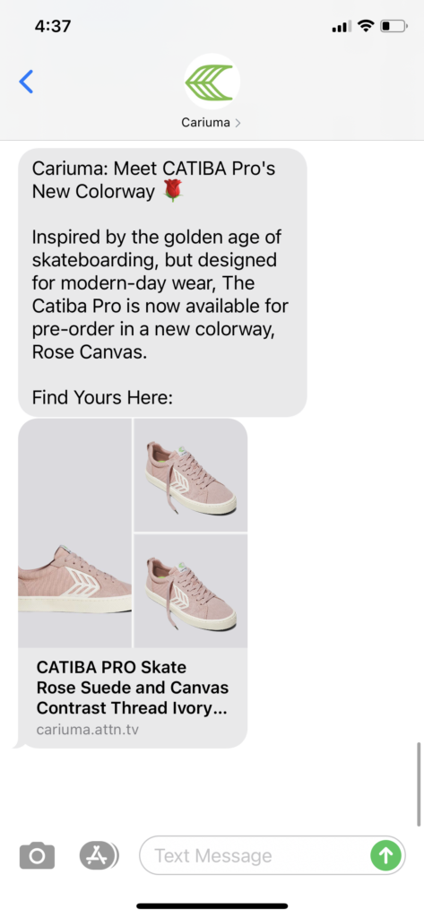 Cariuma Text Message Marketing Example - 11.24.2020.PNG