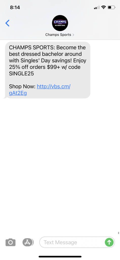 Champs Sports Text Message Marketing Example - 11.12.2020.PNG