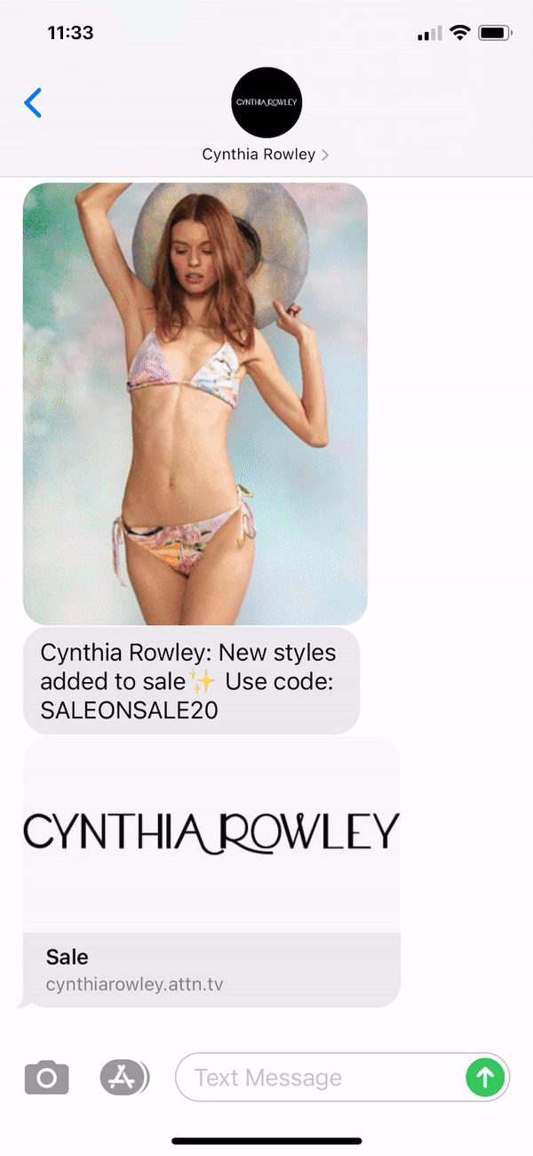 Cynthia Rowley Text Message Marketing Example - 11.27.2020.gif
