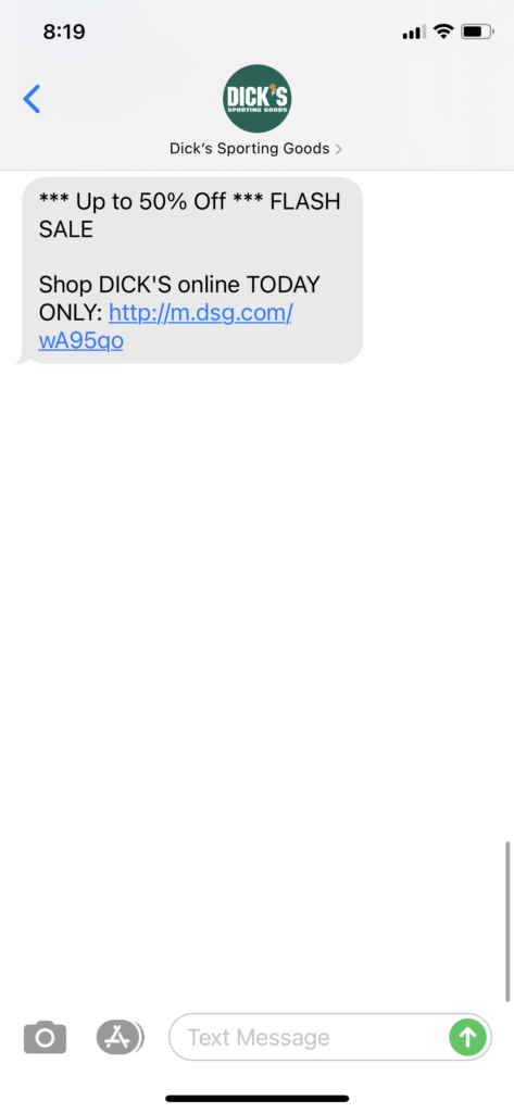 Dick's Sporting Goods Text Message Marketing Example - 11.18.2020.PNG