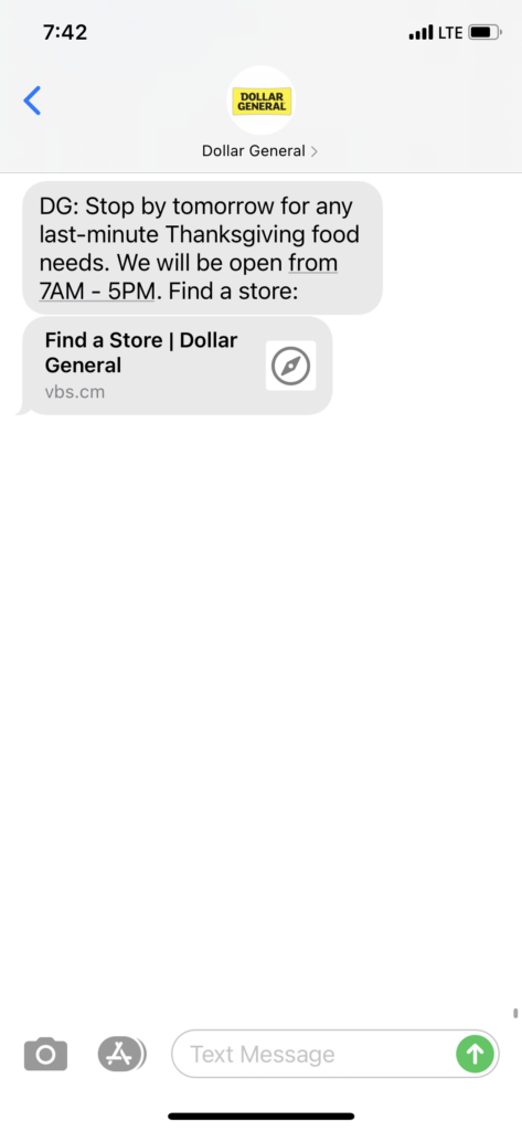 Dollar General Text Message Marketing Example - 11.25.2020.PNG