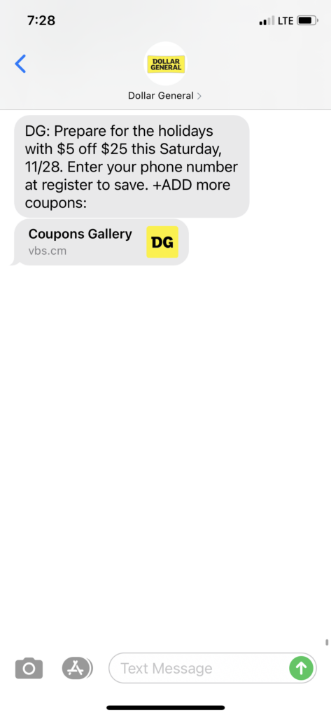 Dollar General Text Message Marketing Example - 11.27.2020.PNG