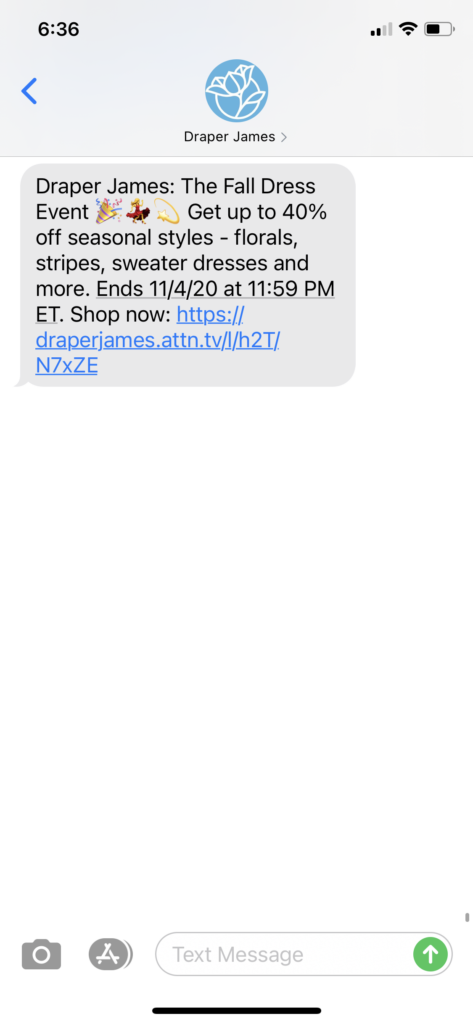 Draper James Text Message Marketing Example - 11.02.2020